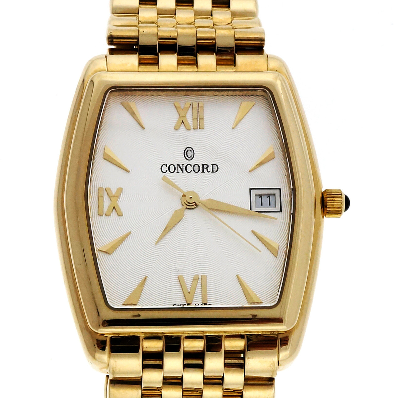 Estate Concord 14k Yellow Gold Men's Watch Mesh Band - petersuchyjewelers